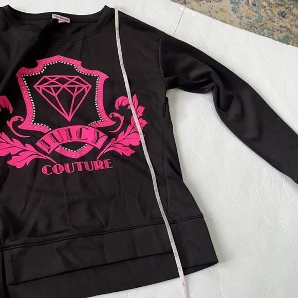 Juicy Couture Sweatshirt Black with hot pink and rhinestones Women’s S Bling - Picture 6 of 11